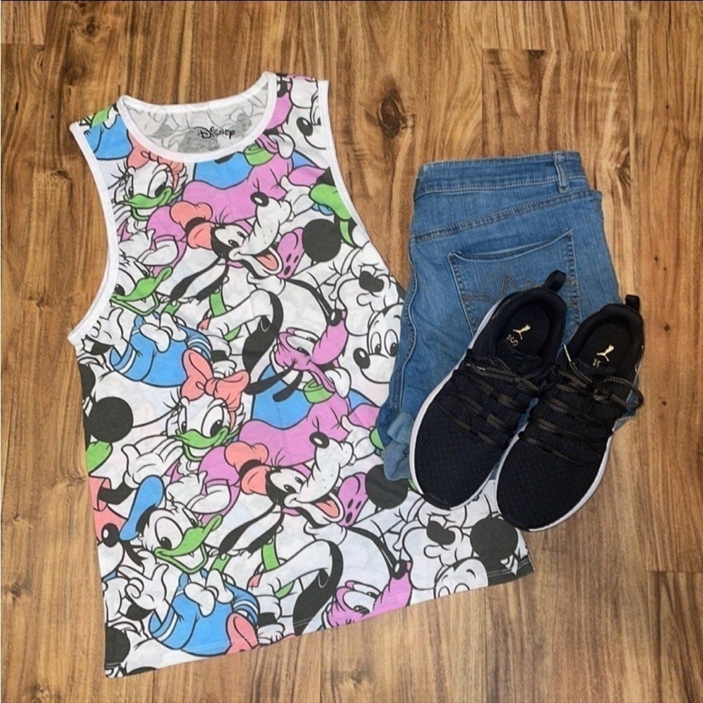 Disney women’s shirt Small top tank mickey Minnie Donald daisy burnout muted